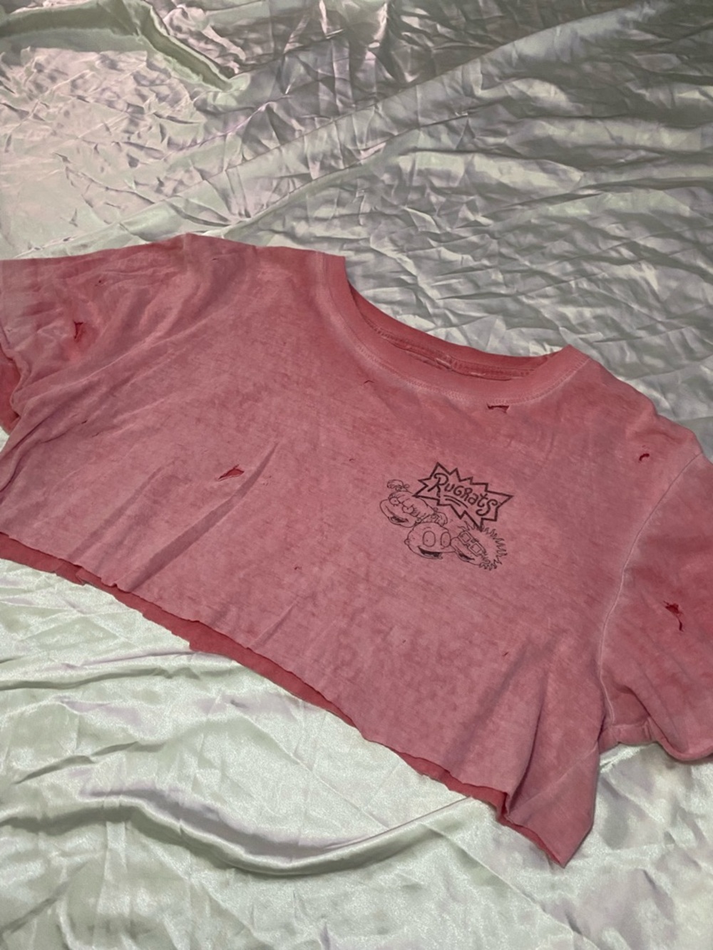 🔥distressed rugrats crop top t shirt